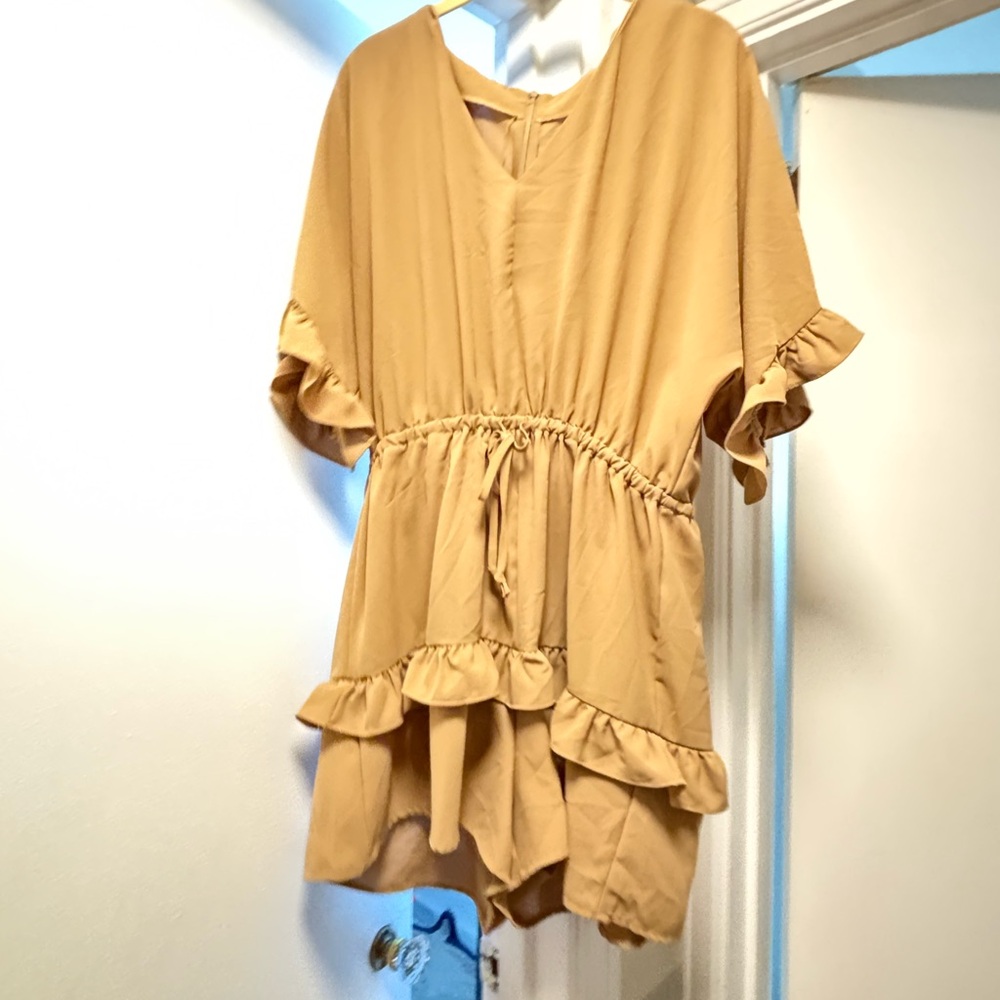 Amazon Tan Ruffle Jumpsuit